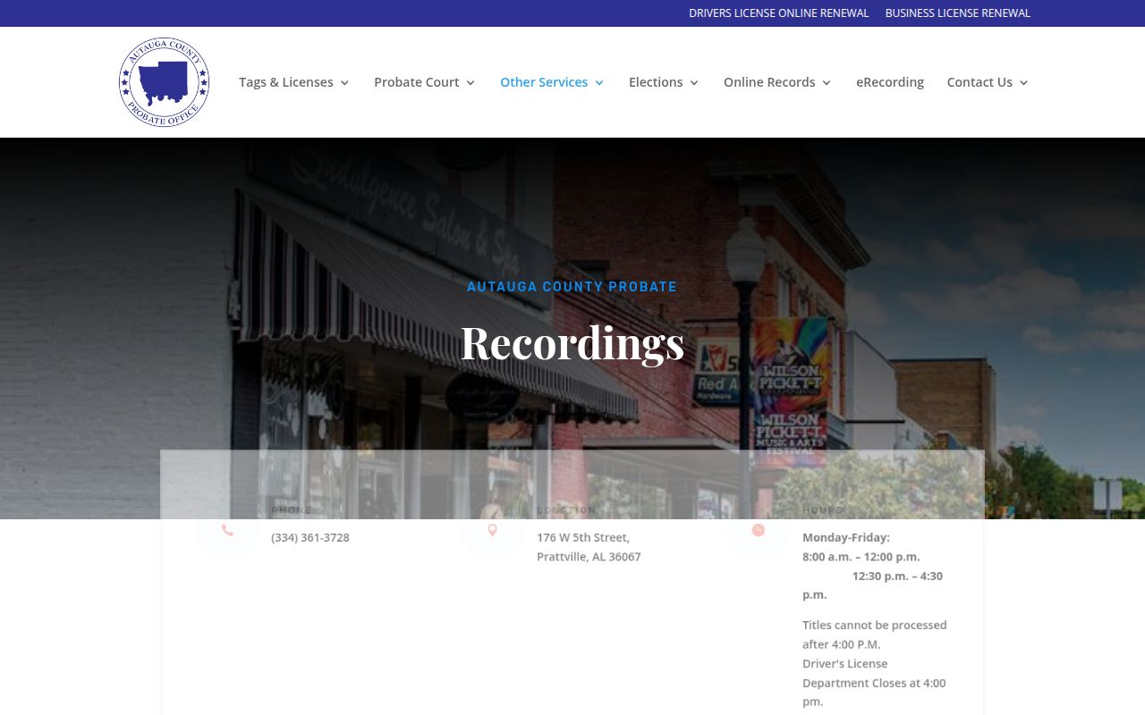 Autauga County Probate Court records page