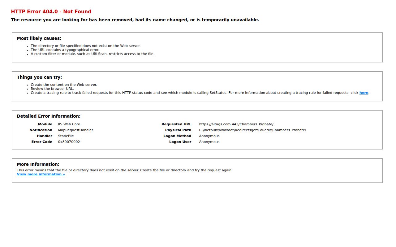 Chambers County Probate Court records page