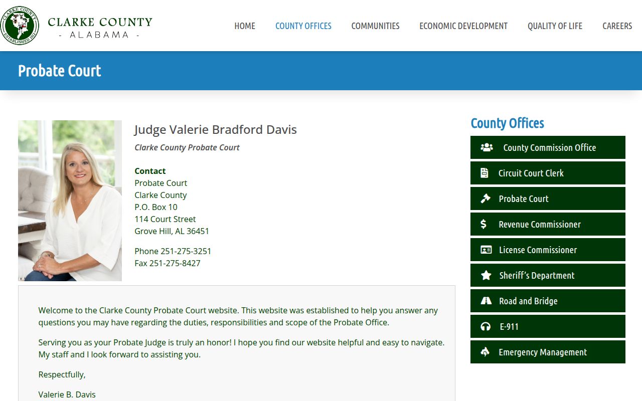 Clarke County Probate Court records page