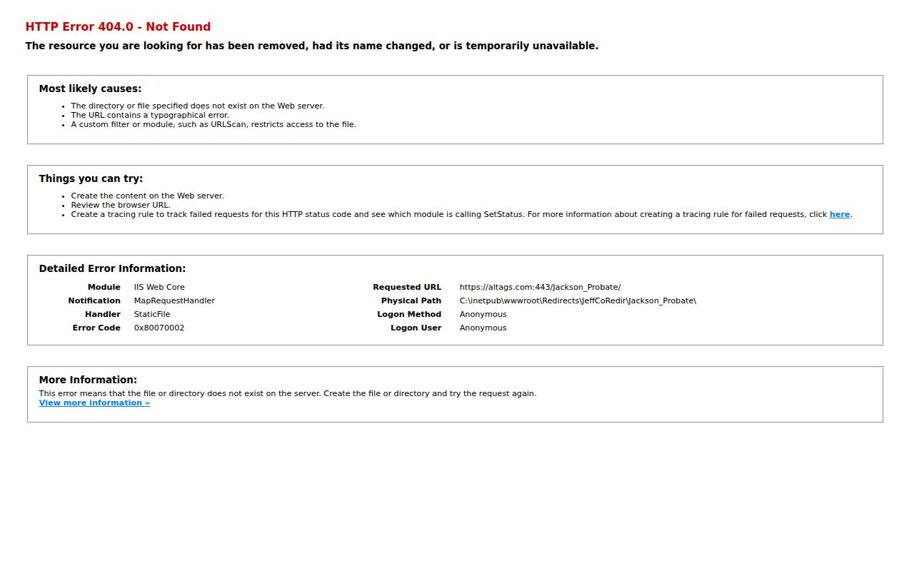 Jackson County Probate Court records page