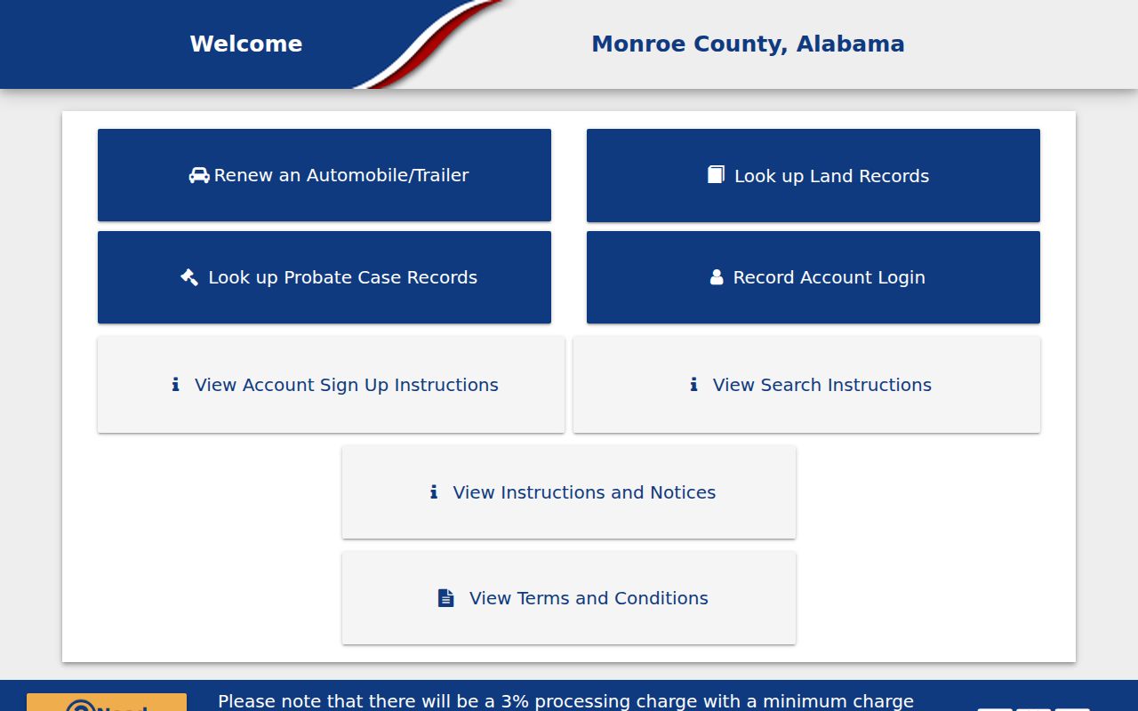 Monroe County Probate Court records page